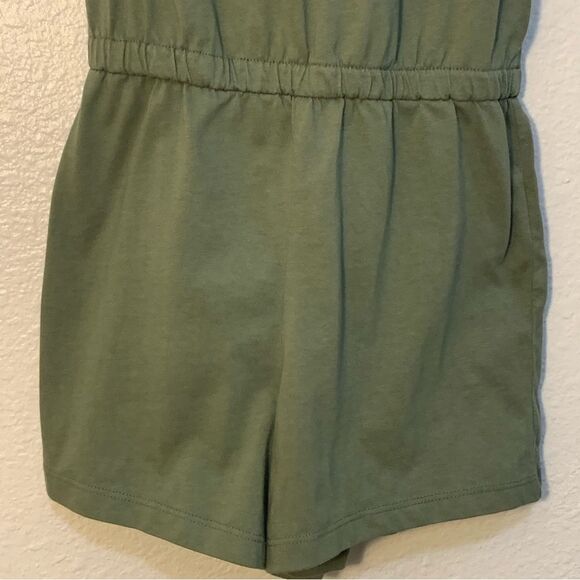OLD NAVY Romper Girls 10-12 Olive Green Eyelet Lace Ruffle Elastic Waist Pockets - Picture 4 of 7
